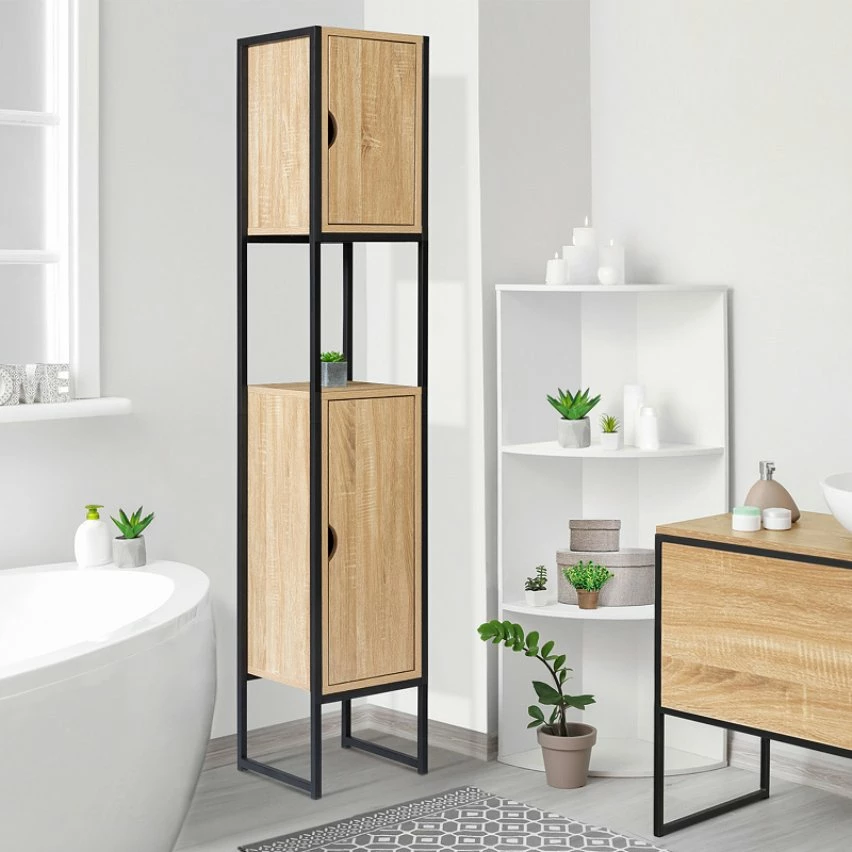 Promo 🎁 IDMARKET Meuble colonne DETROIT 2 portes design industriel 🥰 2 Promo 🎁 IDMARKET Meuble colonne DETROIT 2 portes design industriel 🥰 – Image 2