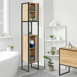 Promo 🎁 IDMARKET Meuble colonne DETROIT 2 portes design industriel 🥰 9 Promo 🎁 IDMARKET Meuble colonne DETROIT 2 portes design industriel 🥰 -Métal Soldes 3662897035557 4