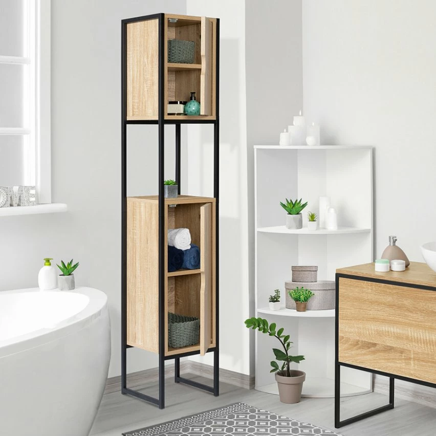 Promo 🎁 IDMARKET Meuble colonne DETROIT 2 portes design industriel 🥰 4 Promo 🎁 IDMARKET Meuble colonne DETROIT 2 portes design industriel 🥰 – Image 4