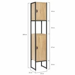 Promo 🎁 IDMARKET Meuble colonne DETROIT 2 portes design industriel 🥰 11 Promo 🎁 IDMARKET Meuble colonne DETROIT 2 portes design industriel 🥰 -Métal Soldes 3662897035557 6