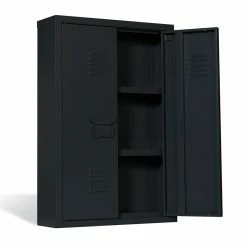 Le moins cher ❤️ IDMARKET Armoire murale double ESTEL en métal noir 🤩