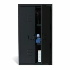 Le moins cher ❤️ IDMARKET Armoire murale double ESTEL en métal noir 🤩 -Métal Soldes 3662897041695 3