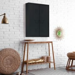 Le moins cher ❤️ IDMARKET Armoire murale double ESTEL en métal noir 🤩 -Métal Soldes 3662897041695 4