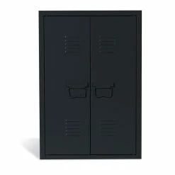 Le moins cher ❤️ IDMARKET Armoire murale double ESTEL en métal noir 🤩 -Métal Soldes 3662897041695 7