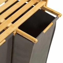 Les meilleures critiques de 🥰 IDMARKET Bac à linge double bambou ALI tissu gris anthracite 🎁 -Métal Soldes 3662897043187 6