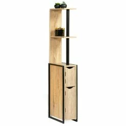 Budget 😉 IDMARKET Meuble WC 2 portes DETROIT avec étagères design industriel 🤩