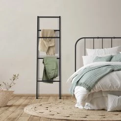 Nouveau 🥰 IDMARKET Porte-serviettes échelle 5 niveaux DALLAS métal noir design industriel 🔔 -Métal Soldes 3662897059256 4