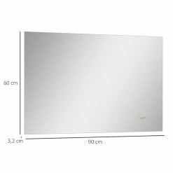 Vente flash 👍 Kleankin Miroir salle de bain lumineux LED 42 W - dim. 90L x 3l x 60H cm - fonction anti-buée, interrupteur tactile, luminosité réglable - alu. verre 🎉 -Métal Soldes 3662970113264 3
