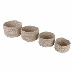 Vente flash 🎁 Paris prix Lot de 4 Paniers de Rangement "Tricot" 18cm Naturel 👏