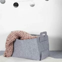 Coupon ❤️ Paris prix Panier de Rangement "Feutre Pliable" 50cm Gris 🥰 -Métal Soldes 3664944338345 5