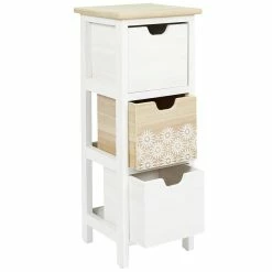 Meilleur prix 👍 The Home Deco Factory Chiffonnier 3 tiroirs Chic naturel et blanc turel clair ✨ -Métal Soldes 3664944388418 5
