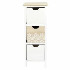 Meilleur prix 👍 The Home Deco Factory Chiffonnier 3 tiroirs Chic naturel et blanc turel clair ✨ -Métal Soldes 3664944388418 6