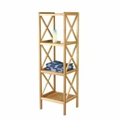 Acheter 💯 MSV Etagère Meuble de rangement 4 Niveaux en Bambou ✔️