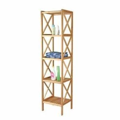Coupon 🔔 MSV Etagère Meuble de rangement 5 Niveaux en Bambou 🌟 -Métal Soldes 3700281406252 4