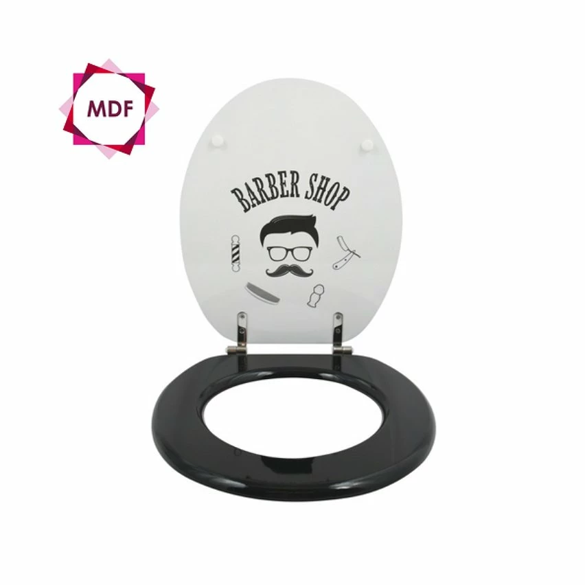 De gros 👏 MSV Abattant WC MDF BARBER Gris & Noir- Charnières Inox 😀 2 De gros 👏 MSV Abattant WC MDF BARBER Gris & Noir- Charnières Inox 😀 – Image 2