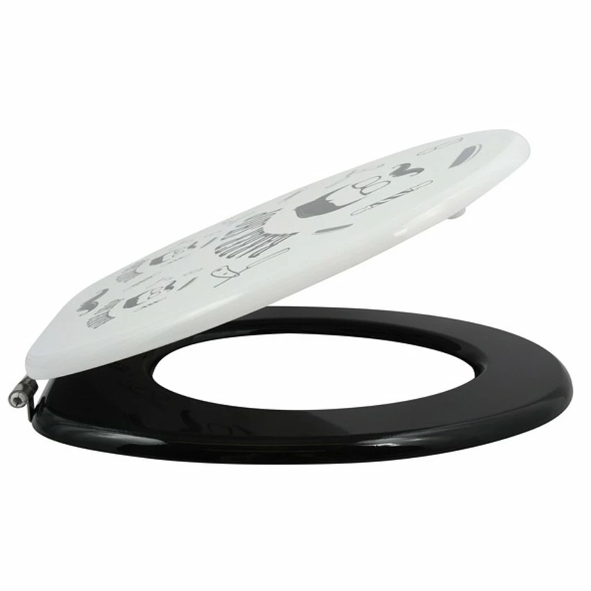 De gros 👏 MSV Abattant WC MDF BARBER Gris & Noir- Charnières Inox 😀 3 De gros 👏 MSV Abattant WC MDF BARBER Gris & Noir- Charnières Inox 😀 – Image 3