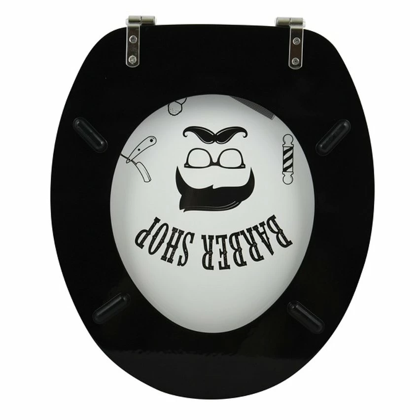 De gros 👏 MSV Abattant WC MDF BARBER Gris & Noir- Charnières Inox 😀 4 De gros 👏 MSV Abattant WC MDF BARBER Gris & Noir- Charnières Inox 😀 – Image 4