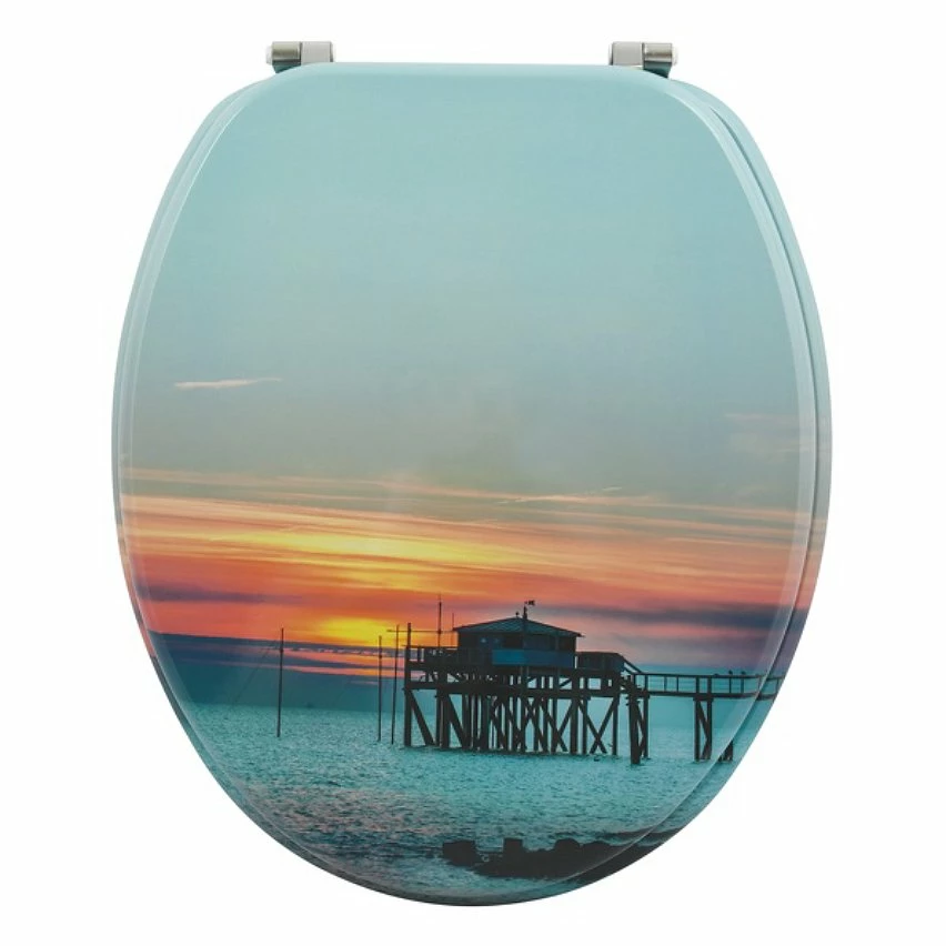 Meilleur prix 👏 MSV Abattant WC MDF SUNSET Multicolor - Charnières Inox 😍 1 Meilleur prix 👏 MSV Abattant WC MDF SUNSET Multicolor - Charnières Inox 😍