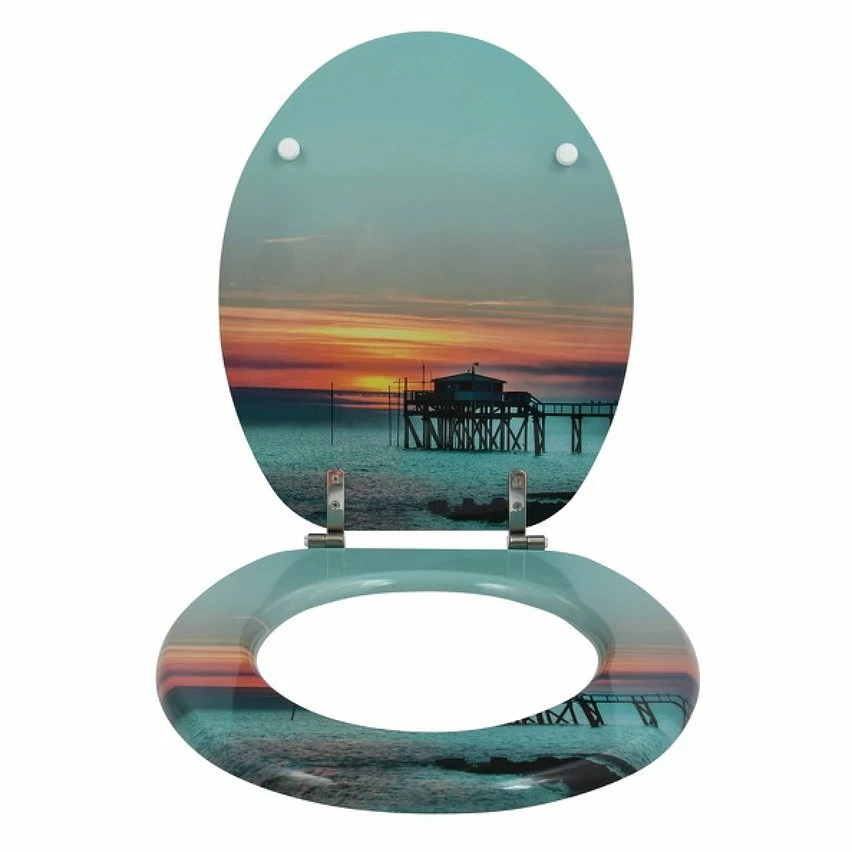 Meilleur prix 👏 MSV Abattant WC MDF SUNSET Multicolor - Charnières Inox 😍 2 Meilleur prix 👏 MSV Abattant WC MDF SUNSET Multicolor - Charnières Inox 😍 – Image 2