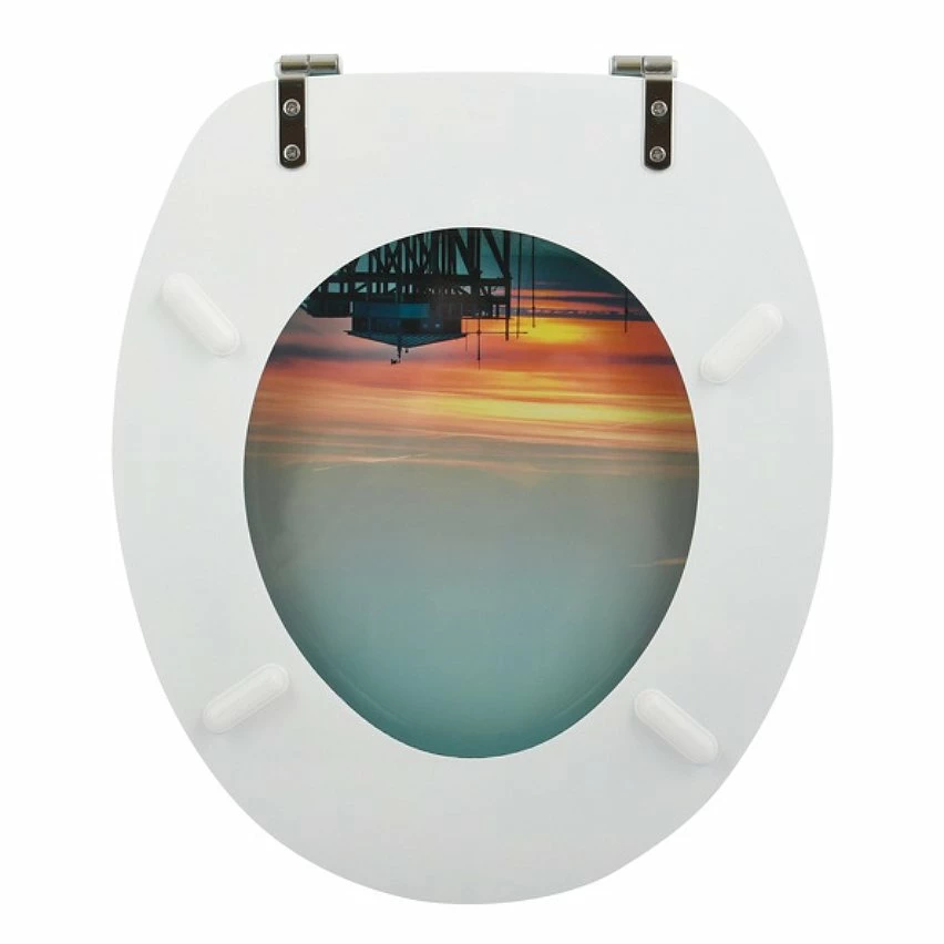 Meilleur prix 👏 MSV Abattant WC MDF SUNSET Multicolor - Charnières Inox 😍 3 Meilleur prix 👏 MSV Abattant WC MDF SUNSET Multicolor - Charnières Inox 😍 – Image 3