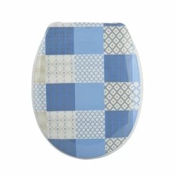 Le moins cher ⌛ MSV Abattant WC Thermo Dur EFFET CERAMIQUE Céramique Bleu - Charnières PS ⌛