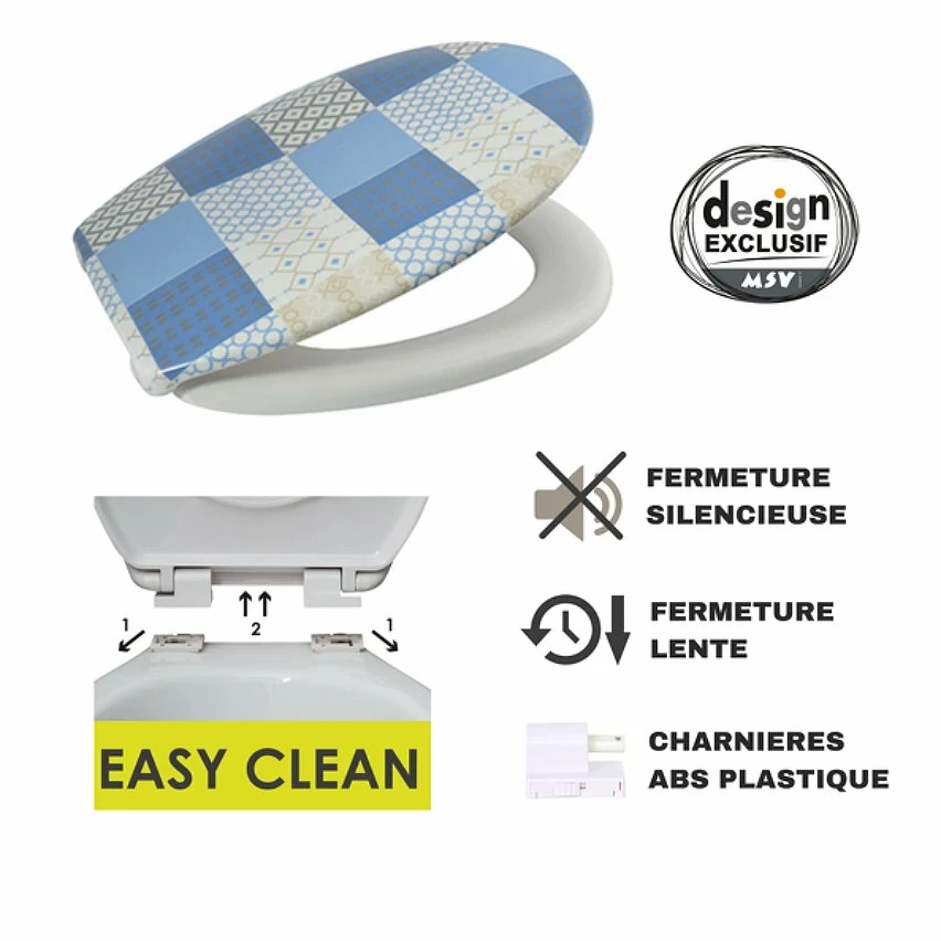 Le moins cher ⌛ MSV Abattant WC Thermo Dur EFFET CERAMIQUE Céramique Bleu - Charnières PS ⌛ 2 Le moins cher ⌛ MSV Abattant WC Thermo Dur EFFET CERAMIQUE Céramique Bleu - Charnières PS ⌛ – Image 2