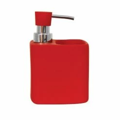 Budget 😉 MSV Distributeur de savon & Porte éponge Céramique MALAGA Rouge 🤩