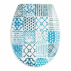 De gros 🛒 MSV Abattant WC Thermo Dur ALENTEJO Bleu & Blanc - Charnières PS 😍