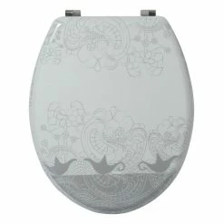 Promo 💯 MSV Abattant Wc MDF Aladdin Argent - Charnières Inox ⭐