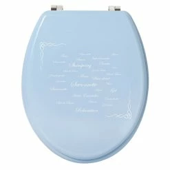 Nouveau 🌟 MSV Abattant WC MDF GRASSE Bleu - Charnières Inox ⭐