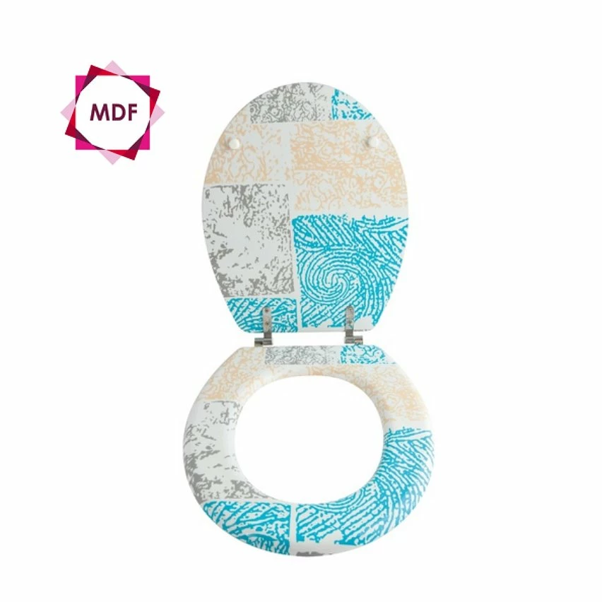 Le moins cher 🤩 MSV Abattant WC MDF HUELLAS Beige & Bleu - Charnières Inox ⭐ 2 Le moins cher 🤩 MSV Abattant WC MDF HUELLAS Beige & Bleu - Charnières Inox ⭐ – Image 2