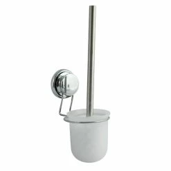 Promo 😉 MSV Brosse Wc avec support MEGA VENTOUSES Acier Chromé 🤩