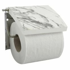 Remise 💯 MSV Porte Rouleau Papier Wc Mural TOSCANA MDF & Inox effet Marbre 👍