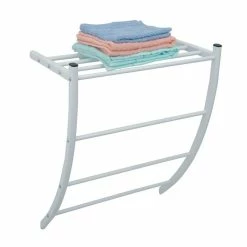 Acheter ❤️ MSV Porte Serviettes & étagère murale en Acier Blanc 💯