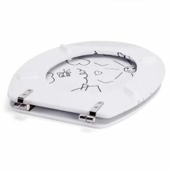 Tout neuf 🌟 MSV Abattant WC MDF JARDIN D'ENFANTS Noir & Blanc - Charnières Inox 🤩 -Métal Soldes 3700703947653 3