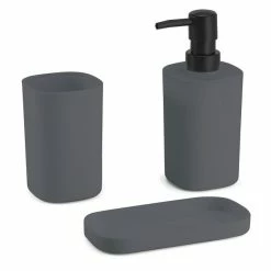 Nouveau 😉 MSV ensemble 3 accessoires de salle de bain LONA Gris foncé 🛒