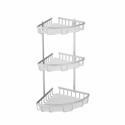 Meilleure affaire 🎉 MSV Etagère d'angle de douche 3 niveaux à fixer TERESINA Alu Satiné ⌛