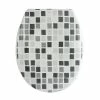Meilleure affaire 😉 MSV Abattant Wc Thermo Dur Effet Mosaîque Gris & Blanc - Charnières PS 😀