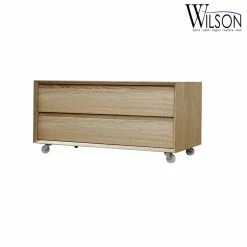 Acheter 😉 Wilson Meuble 90 cm, 2 tiroirs, en chêne naturel - Léa 🤩 -Métal Soldes 3701034605304 5