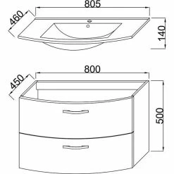 Offres 😀 Sans marque Ensemble Meuble de salle de bain 2 tiroirs + Vasque - Taupe - L 80,5 x P 46 x H 14 cm - BENT 🔔 -Métal Soldes 3760269175631 4