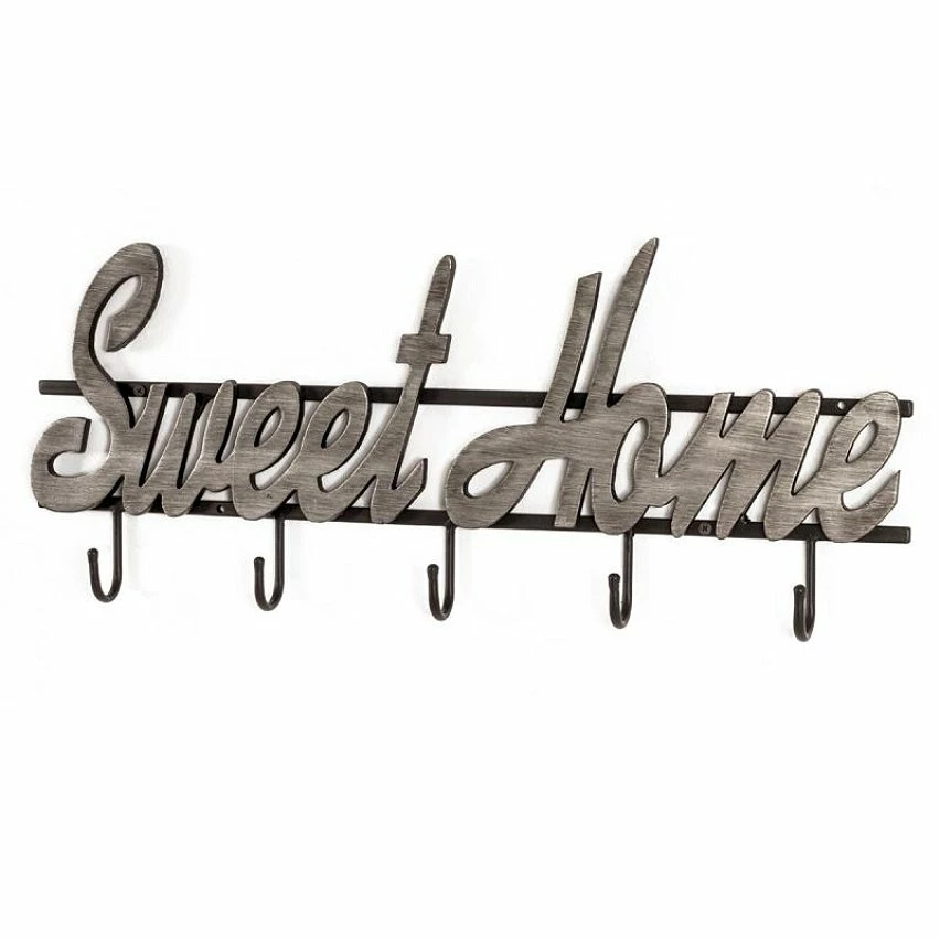 Remise ❤️ Paris prix Patère Murale 5 Crochets "Sweet Home" 60cm Argent 🎁 1 Remise ❤️ Paris prix Patère Murale 5 Crochets "Sweet Home" 60cm Argent 🎁