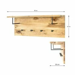 De gros 👏 Paris prix Patère Murale 4 Crochets & Cintre "Royal Oak" 80cm Naturel ⌛ -Métal Soldes 4001070223593 4