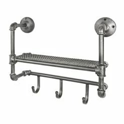 Bon marché 👍 Paris prix Porte-Serviettes Crochets & Étagère "Cervin" 52cm Anthracite 👏