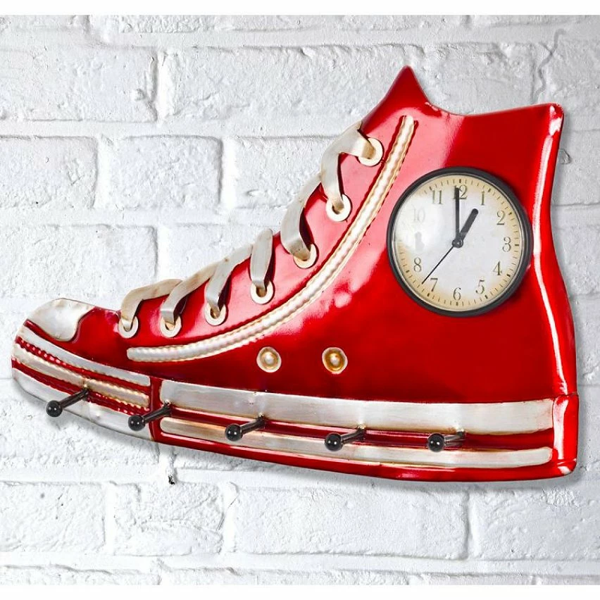 De gros 😉 Paris prix Patère Murale & Horloge Design "Baskets" 50cm Rouge 👍 2 De gros 😉 Paris prix Patère Murale & Horloge Design "Baskets" 50cm Rouge 👍 – Image 2