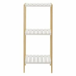 Vente flash 🎁 Étagère de rangement Balsfjord Bambou 33 x 34 x 80 cm Naturel Blanc [en.casa] ⌛