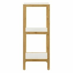 Vente flash 🎁 Étagère de rangement Balsfjord Bambou 33 x 34 x 80 cm Naturel Blanc [en.casa] ⌛ -Métal Soldes 4059438584954 6