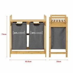 Meilleure vente 🌟 Meuble de rangement à linge Kärkölä avec 2 sacs 73 x 63,5 x 33 cm [en.casa] 🧨 -Métal Soldes 4059438679346 3