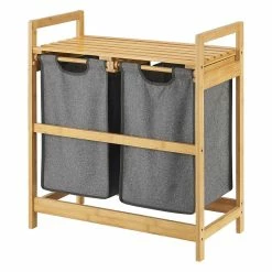Meilleure vente 🌟 Meuble de rangement à linge Kärkölä avec 2 sacs 73 x 63,5 x 33 cm [en.casa] 🧨 -Métal Soldes 4059438679346 5