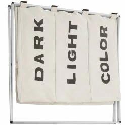 Nouveau 🎁 Tectake Panier à linge triple - beige ❤️ 23 Nouveau 🎁 Tectake Panier à linge triple - beige ❤️ -Métal Soldes 4061173017765 7