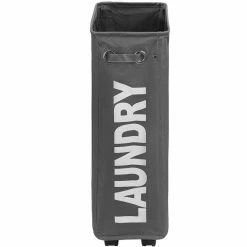 Meilleure affaire 😉 Tectake Panier à linge étroit sur roulettes - beige ❤️ -Métal Soldes 4061173017802 3